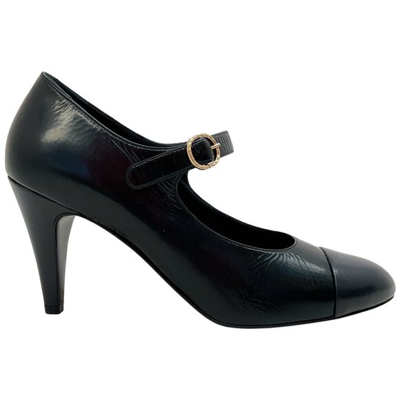 Chanel Black Leather Mary Jane Pumps - Picture 2 of 6